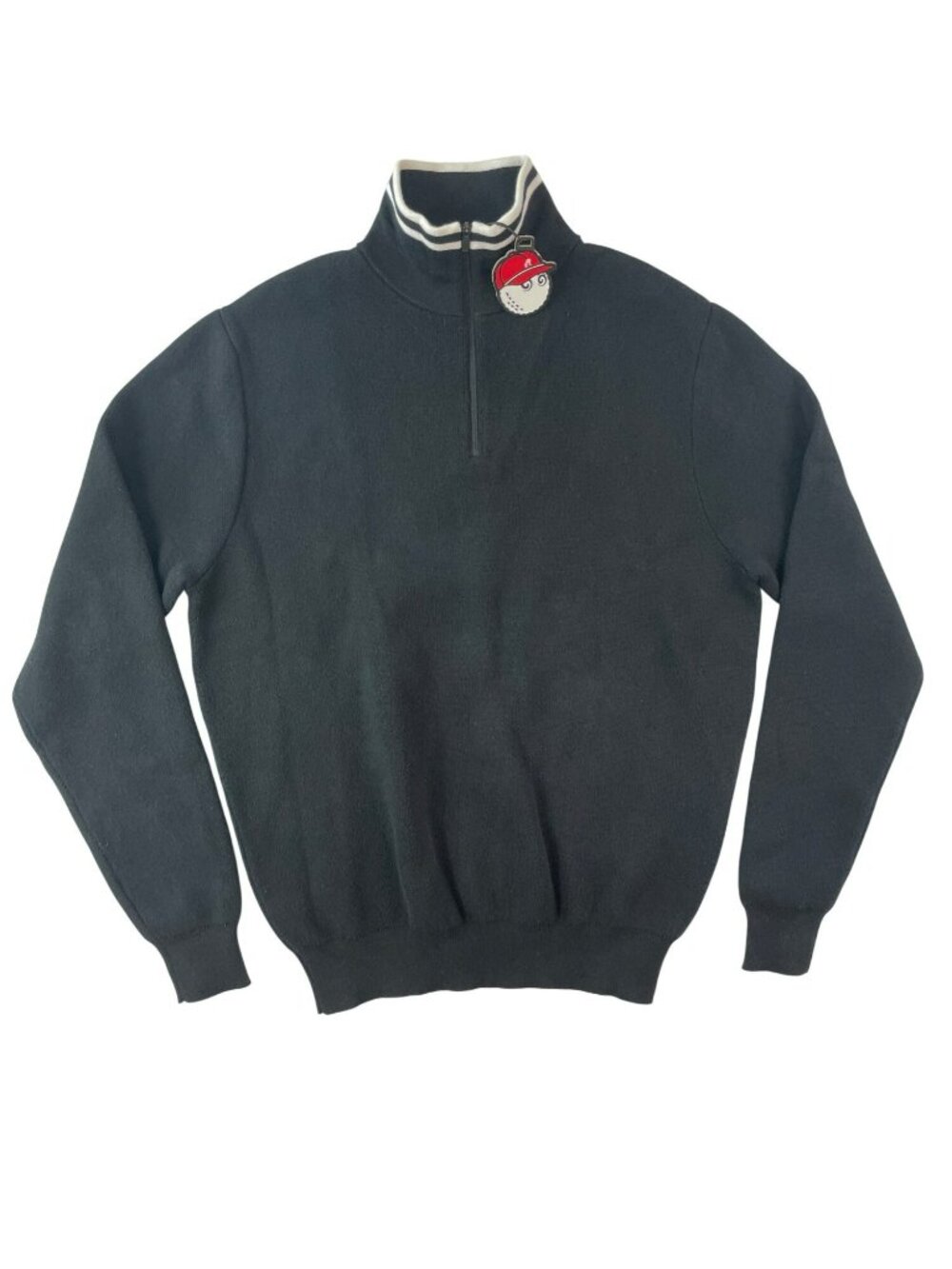 Malbon Knit Sweater Golf 1/4 Zip Black Cotton Blend Men's Sz Small MSRP$168 NWT